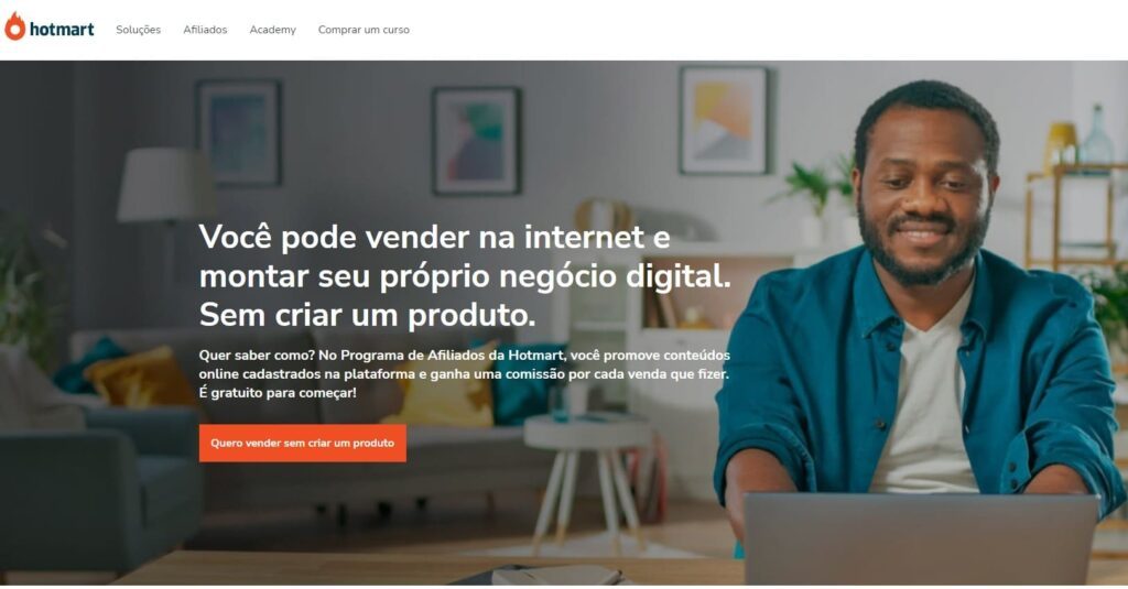 Homepage do site Hotmart Pra Ganhar Dinheiro Na Internet sendo afiliado